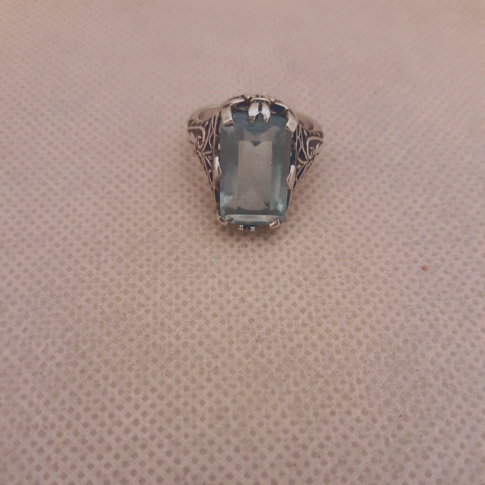 Blue topaz sterling silver ring